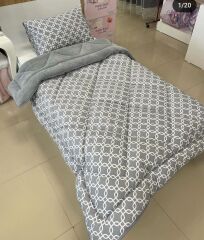 TEK KİŞİLİK WELSOFT YORGAN UYKU SETİ-GRİ ZİNCİR (5 Adet)