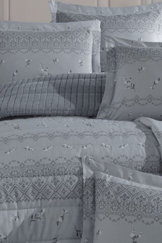 Yeni Nesil Çift Kişilik Striped Yatak Örtüsü Seti - 3'ü 1 arada (GRİ)
