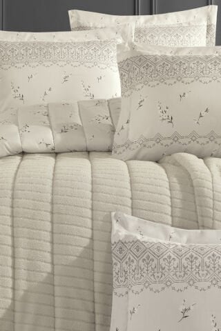 Yeni Nesil Çift Kişilik Striped Yatak Örtüsü Seti - 3'ü 1 arada (TAŞ)