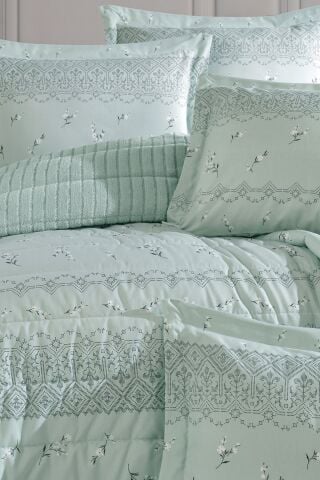 Yeni Nesil Tek Kişilik Striped Yatak Örtüsü Seti - 3'ü 1 arada (YEŞİL)