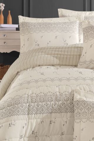 Yeni Nesil Tek Kişilik Striped Yatak Örtüsü Seti - 3'ü 1 arada (TAŞ)