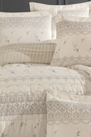 Yeni Nesil Tek Kişilik Striped Yatak Örtüsü Seti - 3'ü 1 arada (TAŞ)