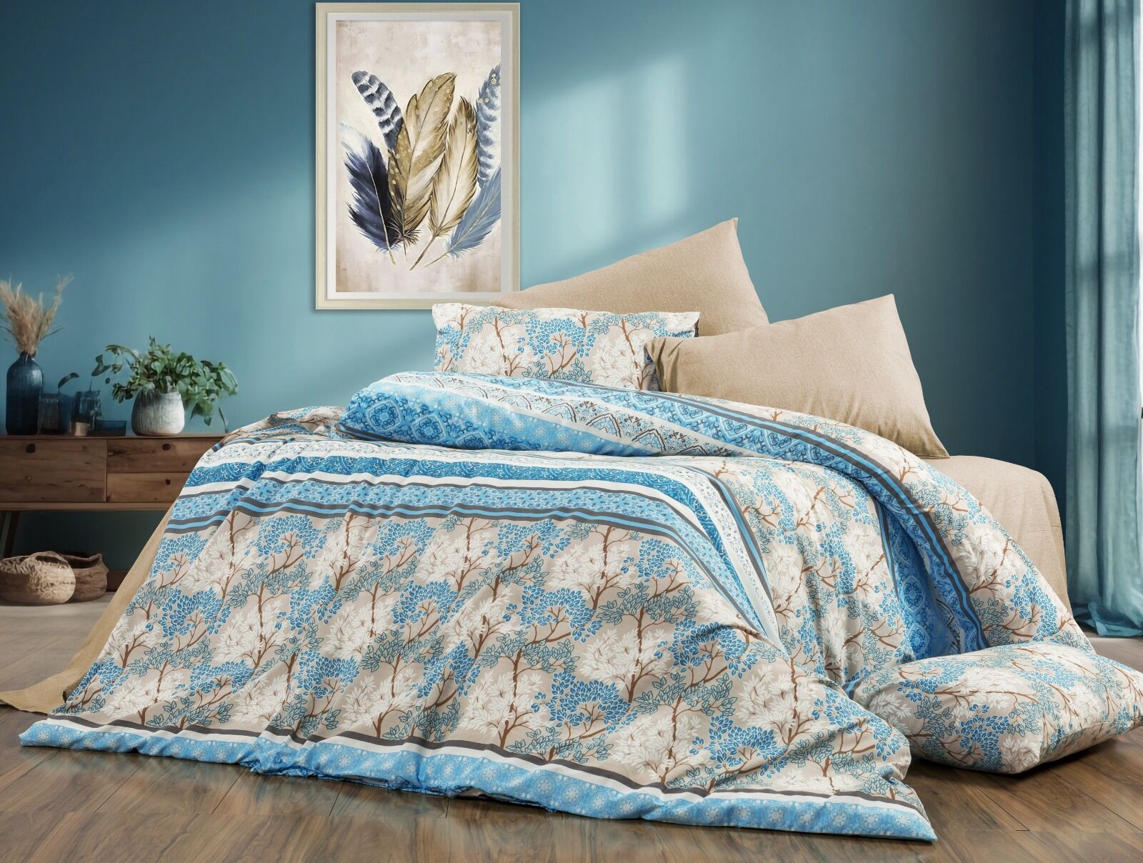 ÇİFT KİŞİLİK MAVİ AĞAÇ NEVRESİM TAKIMI