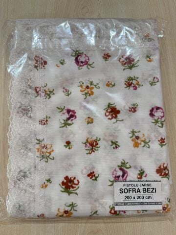 FİSTOLU JARSE SOFRA BEZİ-SARI MİNİK ÇİÇEK (200x200cm)