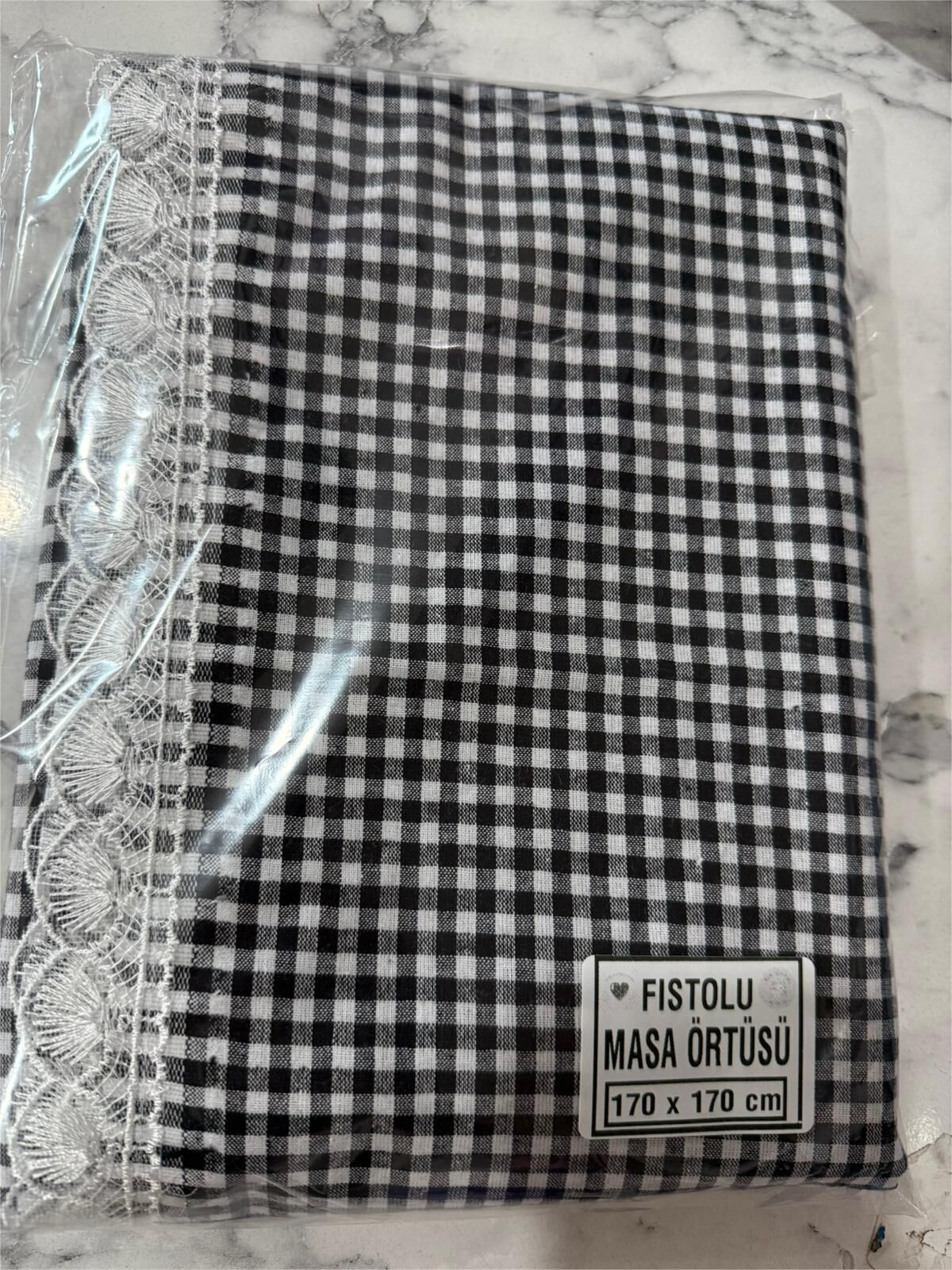 PAMUKLU ZEFİR GÜPÜRLÜ MASA ÖRTÜSÜ-SİYAH