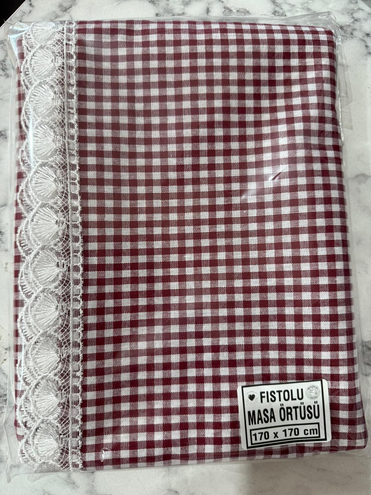 PAMUKLU ZEFİR GÜPÜRLÜ MASA ÖRTÜSÜ-BORDO