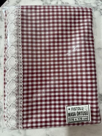 PAMUKLU ZEFİR GÜPÜRLÜ MASA ÖRTÜSÜ-BORDO