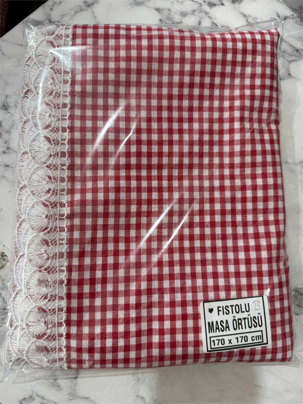 PAMUKLU ZEFİR GÜPÜRLÜ MASA ÖRTÜSÜ-KIRMIZI