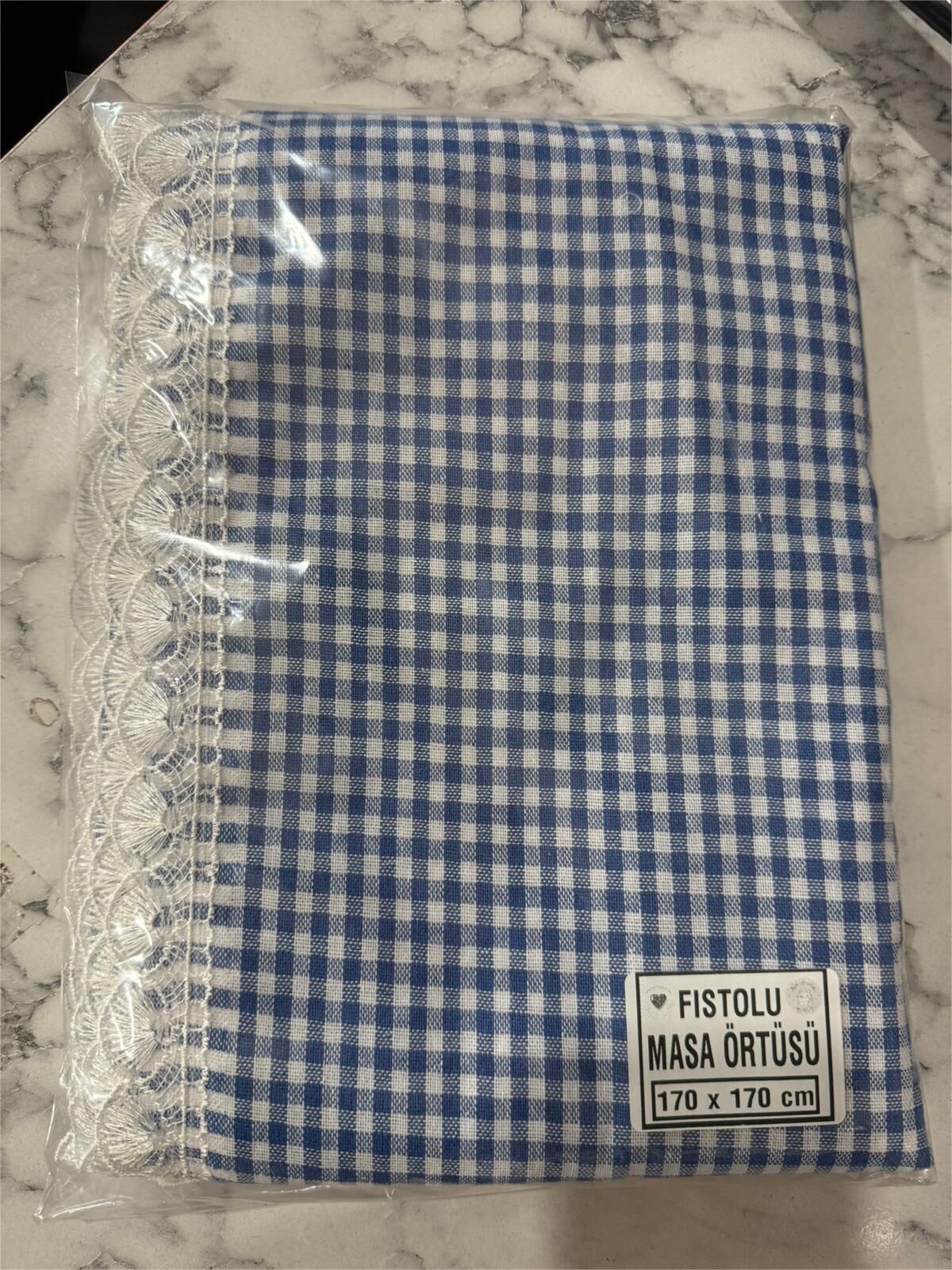 PAMUKLU ZEFİR GÜPÜRLÜ MASA ÖRTÜSÜ-MAVİ