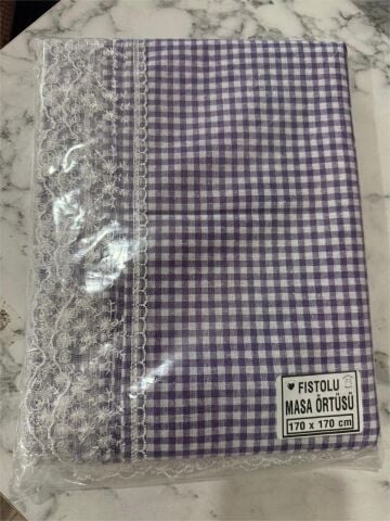 PAMUKLU ZEFİR GÜPÜRLÜ MASA ÖRTÜSÜ-MOR