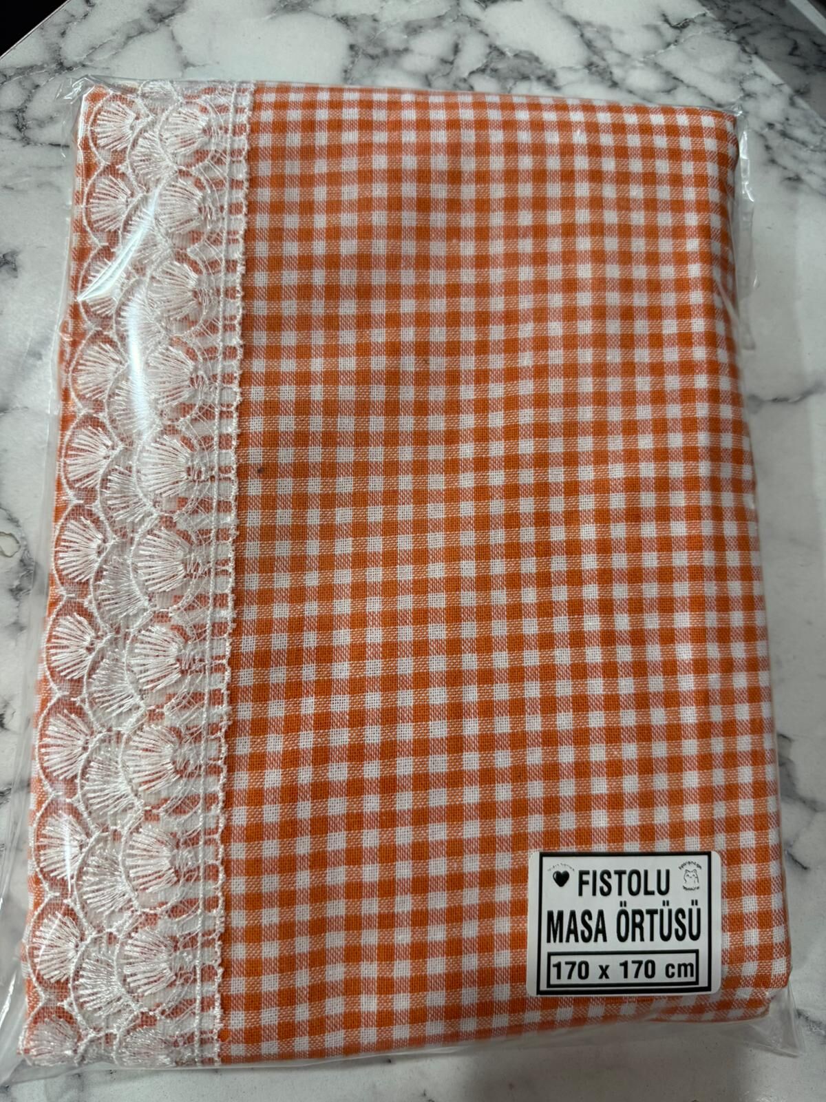 PAMUKLU ZEFİR GÜPÜRLÜ MASA ÖRTÜSÜ-TURUNCU