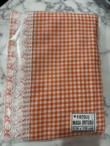 PAMUKLU ZEFİR GÜPÜRLÜ MASA ÖRTÜSÜ-TURUNCU